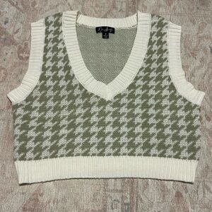 Green and white knit vest